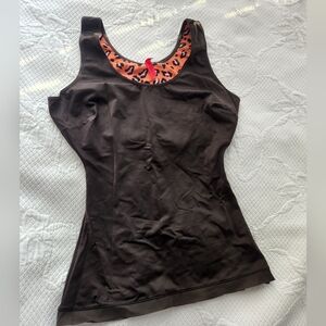 SPANX Dark Brown Tank Top with Leopard Trim